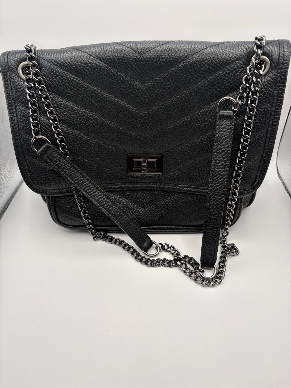 Classic Black Quilted Shoulder Bag with adjustable 2 way Chain Strap
